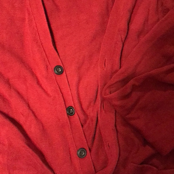 Madison // Burnt Orange-Red Button Down Cardigan - Picture 3 of 4